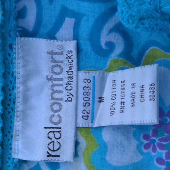 Real Comfort by Chadwick's Turquoise, White, Lavender & Lime Colors V-Neck Tun - Picture 11 of 11